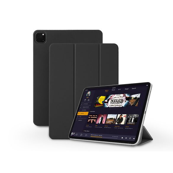 Apple iPad Pro 12.9 (2020/2021/2022) tablet tok (Smart Case) on/off funkcióval, mágneses töltővel - Devia  Intelligent  Both Sides Magnetic Leather Case -      fekete