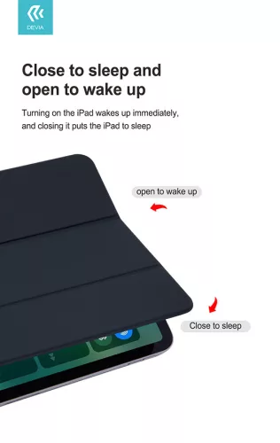 Apple iPad Pro 12.9 (2020/2021/2022) tablet tok (Smart Case) on/off funkcióval, mágneses töltővel - Devia  Intelligent  Both Sides Magnetic Leather Case -      fekete