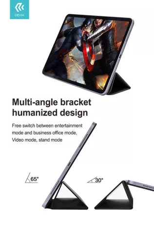 Apple iPad Pro 12.9 (2020/2021/2022) tablet tok (Smart Case) on/off funkcióval, mágneses töltővel - Devia  Intelligent  Both Sides Magnetic Leather Case -      fekete