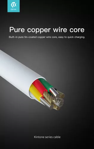 Devia USB - USB Type-C adat- és töltőkábel 1 m-es vezetékkel - Devia Kintone    Cable V2 Series for Type-C - 5V/2.1A - fehér