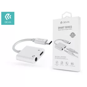   Devia Type-C - 3,5 mm jack + Type-C audio adapter - Devia Smart Series Adapter Type-C to Type-C + DC3.5 - fehér
