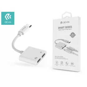   Devia Type-C - 2x Type-C audio adapter - Devia Smart Series Adapter Type-C to Dual Type-C - fehér