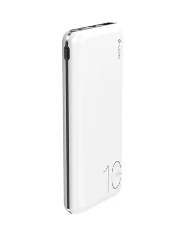 Univerzális hordozható, asztali akkumulátor töltő - Devia Smart Series 22.5W Full Compatible Power Bank - USB + Type-C + microUSB + PD - 10.000 mAh - fehér