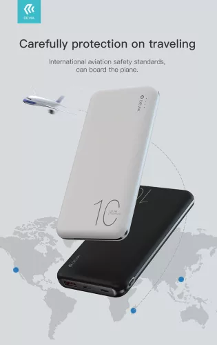 Univerzális hordozható, asztali akkumulátor töltő - Devia Smart Series 22.5W Full Compatible Power Bank - USB + Type-C + microUSB + PD - 10.000 mAh - fehér