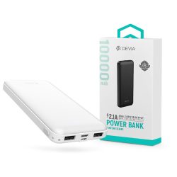   Univerzális hordozható, asztali akkumulátor töltő - Devia Kintone Series V3 Power Bank - 2xUSB + Type-C + microUSB - 10.000 mAh - fehér