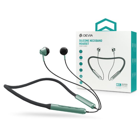 Devia Sport Bluetooth sztereó fülhallgató v5.0 - Devia Smart Series Silicone    Neckband Headset - fekete/zöld