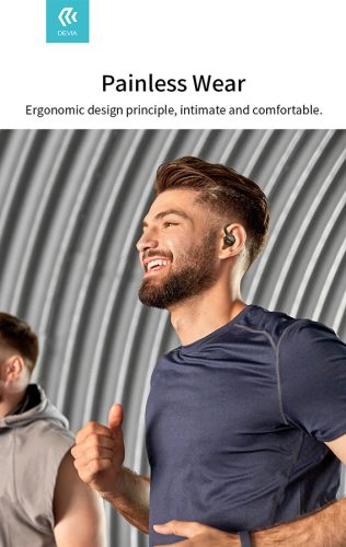 Devia TWS Bluetooth sztereó headset v5.0 + töltőtok - Devia TWS-M2 Sport Series True Wireless Earphones with Charging Case - fekete