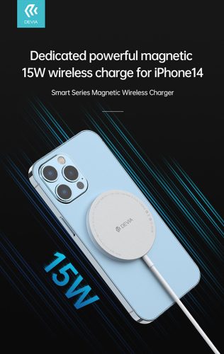 Devia univerzális mágneses vezeték nélküli töltő - 15W - Devia Smart Series     Magnetic Wireless Charger - fehér