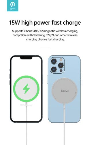 Devia univerzális mágneses vezeték nélküli töltő - 15W - Devia Smart Series     Magnetic Wireless Charger - fehér