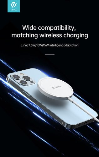 Devia univerzális mágneses vezeték nélküli töltő - 15W - Devia Smart Series     Magnetic Wireless Charger - fehér