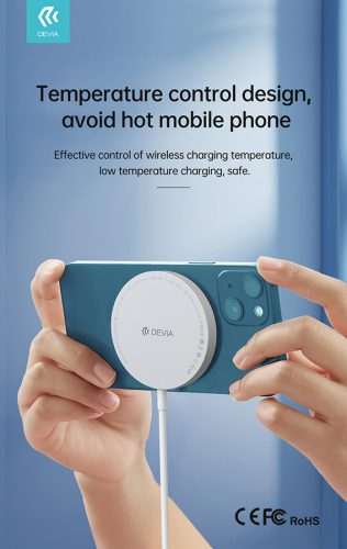 Devia univerzális mágneses vezeték nélküli töltő - 15W - Devia Smart Series     Magnetic Wireless Charger - fehér