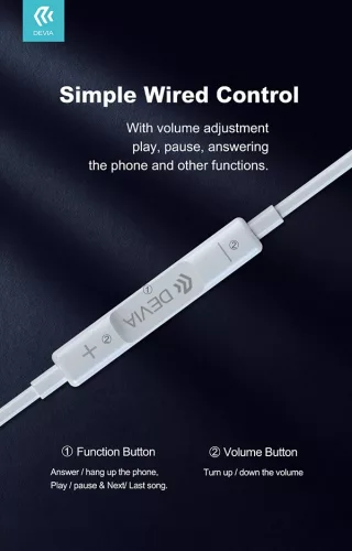 Devia sztereó felvevős headset USB Type-C csatlakozóval - Devia Smart Series    In-Ear Wired Earphone with Type-C (Digital) - fehér
