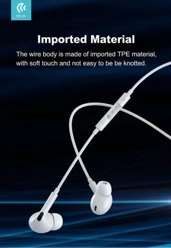 Devia sztereó felvevős headset USB Type-C csatlakozóval - Devia Smart Series    In-Ear Wired Earphone with Type-C (Digital) - fehér