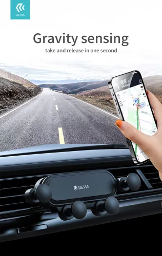 Devia univerzális szellőzőrácsba illeszthető autós tartó - Devia Kintone Series Gravity Car Holder - fekete