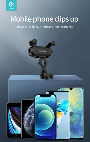 Devia univerzális szellőzőrácsba illeszthető autós tartó - Devia Kintone Series Gravity Car Holder - fekete