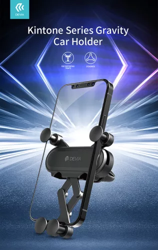 Devia univerzális szellőzőrácsba illeszthető autós tartó - Devia Kintone Series Gravity Car Holder - fekete