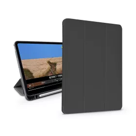   Apple iPad Air 4 (2020)/iPad Air 5 (2022) 10.9/iPad Pro 11 (2022) tablet tok    (Smart Case) on/off funkcióval, Apple Pencil tartóva, mágneses töltővel - Devia Leather Case With Pencil Slot - fekete