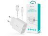 Devia Smart 2xUSB hálózati töltő adapter + USB - Lightning USB kábel 1 m-es vezetékkel - Devia Smart Series Charger Suit With Lightning Cable - 5V/2.4A - fehér