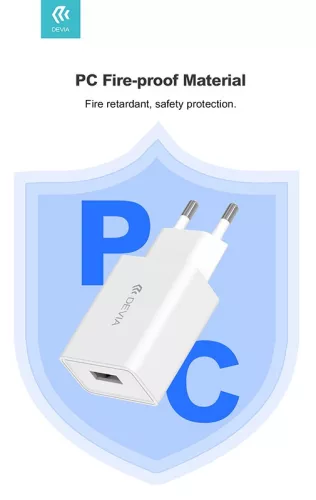 Devia USB hálózati töltő adapter - Devia Smart Series Charge V3 - 5V/2A - fehér