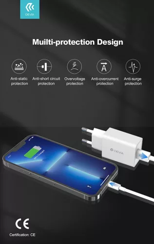 Devia USB hálózati töltő adapter - Devia Smart Series Charge V3 - 5V/2A - fehér