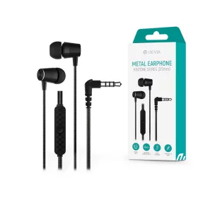   Devia univerzális sztereó felvevős fülhallgató - 3,5 mm jack - Devia Kintone    Series Metal Earphone - fekete