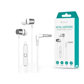   Devia univerzális sztereó felvevős fülhallgató - 3,5 mm jack - Devia Kintone Series Metal Earphone - fehér