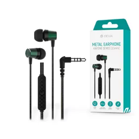   Devia univerzális sztereó felvevős fülhallgató - 3,5 mm jack - Devia Kintone    Series Metal Earphone - zöld
