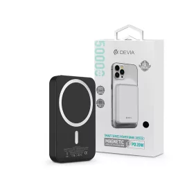   Univerzális hordozható akkumulátor töltő - Devia Kintone Series V2 PD20W Magnet Wireless Charging Power Bank - Lightning + Type-C - 5000 mAh - fekete