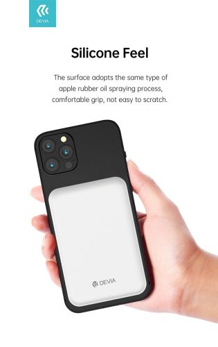 Univerzális hordozható akkumulátor töltő - Devia Kintone Series V2 PD20W Magnet Wireless Charging Power Bank - Lightning + Type-C - 5000 mAh - fekete