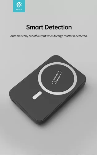 Univerzális hordozható akkumulátor töltő - Devia Kintone Series V2 PD20W Magnet Wireless Charging Power Bank - Lightning + Type-C - 5000 mAh - fehér