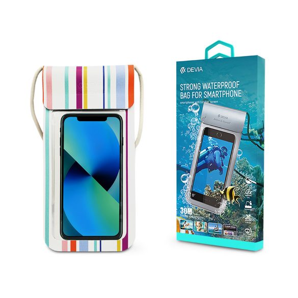 Devia univerzális vízálló védőtok max. 3.8-5.8" méretű készülékekhez - Devia    Strong Waterproof Bag For Smartphone - colorful stripe