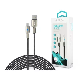   Devia USB - USB Type-C adat- és töltőkábel 1,5 m-es vezetékkel - Devia Mars     Series Cable With Type-C - 5V/2,1A - ezüst/fekete