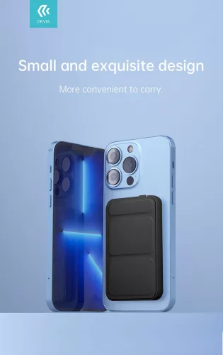 Univerzális hordozható akkumulátor töltő/állvány - Devia Extreme Speed Series PD20W Magnetic Wireless Bracket Power Bank - Lightning + Type-C - 5000 mAh - fekete