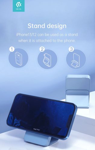 Univerzális hordozható akkumulátor töltő/állvány - Devia Extreme Speed Series PD20W Magnetic Wireless Bracket Power Bank - Lightning + Type-C - 5000 mAh - fehér