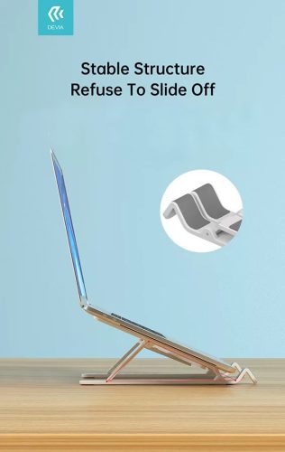 Devia univerzális asztali tablet/laptop tartóállvány max. 16" méretű            készülékekhez - Devia Smart Series Multi-function Folding Plastic Stand For     Tablet/Laptop - fehér