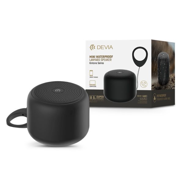 Devia vezeték nélküli bluetooth hangszóró - Devia Kintone Series Mini WaterproofLanyard Speaker - fekete