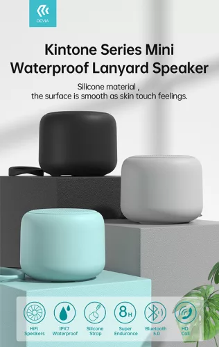Devia vezeték nélküli bluetooth hangszóró - Devia Kintone Series Mini WaterproofLanyard Speaker - fekete