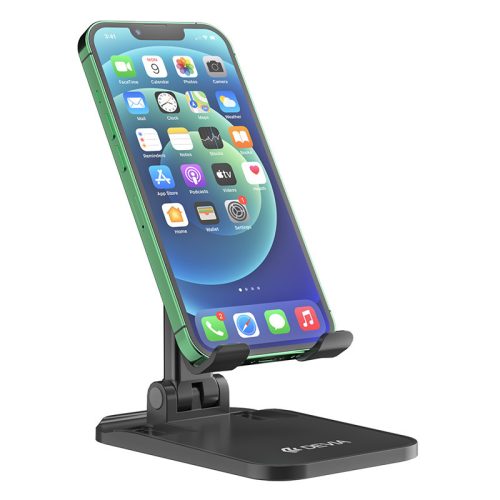 Devia univerzális asztali telefon/tablet tartó - Devia Desktop Folding Stand ForPhone - fekete