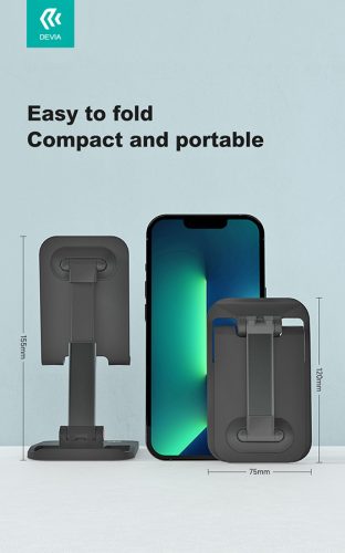Devia univerzális asztali telefon/tablet tartó - Devia Desktop Folding Stand ForPhone - fekete