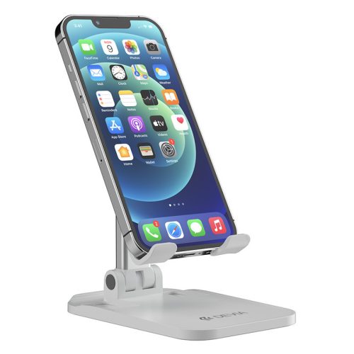 Devia univerzális asztali telefon/tablet tartó - Devia Desktop Folding Stand ForPhone - fehér