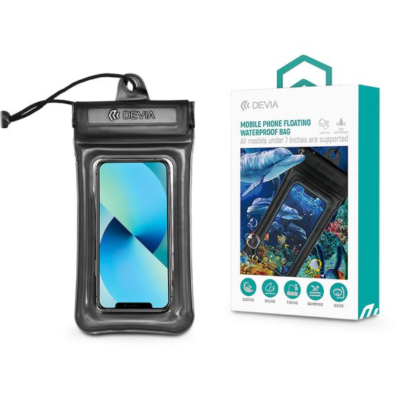 Devia univerzális vízálló védőtok max. 7" méretű készülékekhez - Devia Mobile   Phone Floating Waterproof Bag - fekete