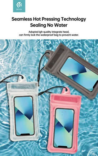 Devia univerzális vízálló védőtok max. 7" méretű készülékekhez - Devia Mobile   Phone Floating Waterproof Bag - fekete