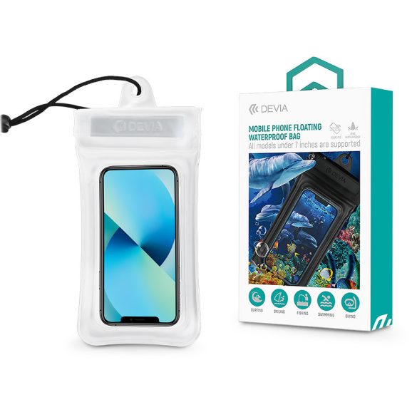 Devia univerzális vízálló védőtok max. 7" méretű készülékekhez - Devia Mobile   Phone Floating Waterproof Bag - átlátszó