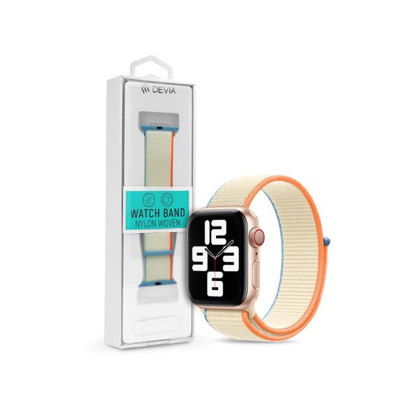 Apple Watch szövet sport szíj - Devia Nylon Woven Deluxe Series Sport3 Watch    Loop - 42/44/45/49 mm - cream white