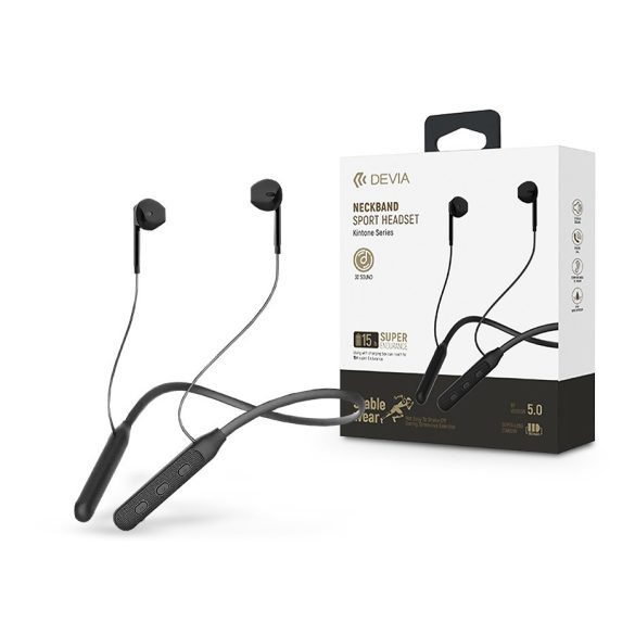 Devia Sport Bluetooth sztereó fülhallgató v5.0 - Devia Kintone Series Neckband  Sport Wireless Earphone - fekete