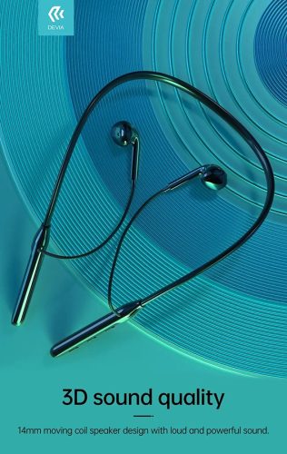Devia Sport Bluetooth sztereó fülhallgató v5.0 - Devia Kintone Series Neckband  Sport Wireless Earphone - fekete