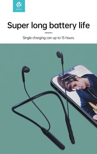 Devia Sport Bluetooth sztereó fülhallgató v5.0 - Devia Kintone Series Neckband  Sport Wireless Earphone - fekete