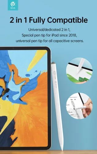 Devia Screen Pencil érintőceruza 2018 után gyártott Apple iPad készülékhez -    fehér