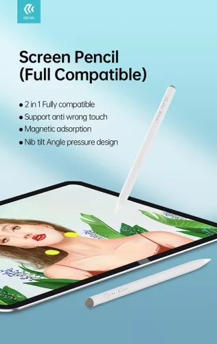 Devia Screen Pencil érintőceruza 2018 után gyártott Apple iPad készülékhez -    fehér