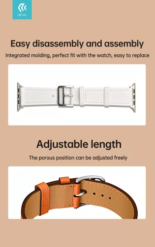 Apple Watch bőr szíj - Devia Elegant PU Leather Watch Band - 42/44/45/49 mm - fekete